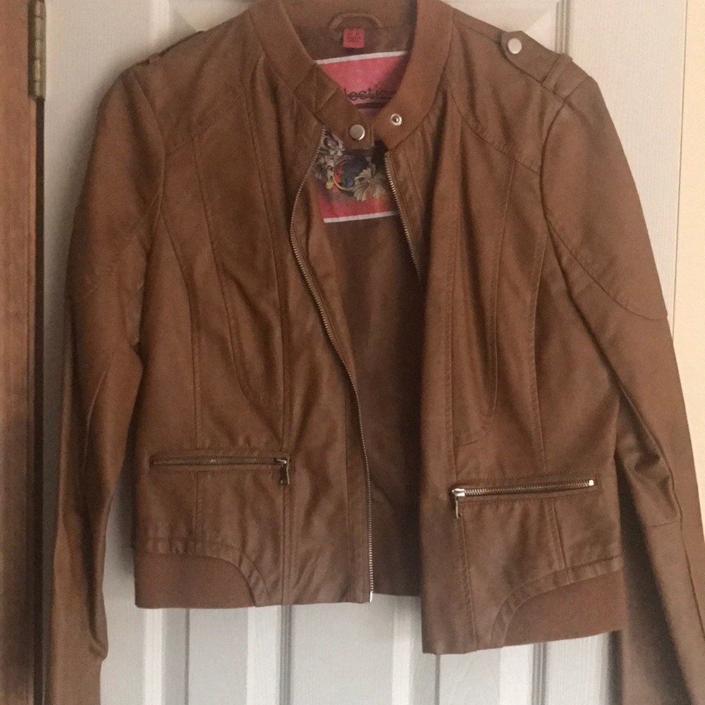 Brown faux leather jacket